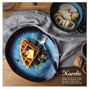 歐式神秘藍不規則陶瓷盤