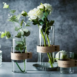 北歐風皮革玻璃花瓶