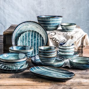 青黛不規則西餐陶瓷餐具