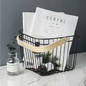 手提柵格鐵藝收納籃