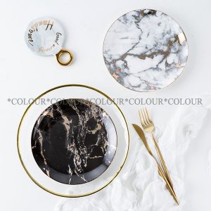 北歐描金大理石紋西餐盤