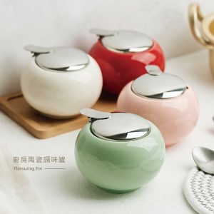 日式簡約帶蓋陶瓷調味罐