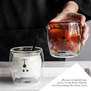 倒立小熊雙層玻璃杯