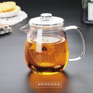 耐熱透明玻璃花果泡茶壺700ml