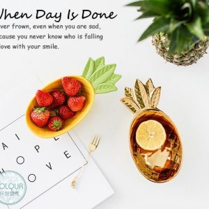 菠蘿造型鍍金陶瓷碗