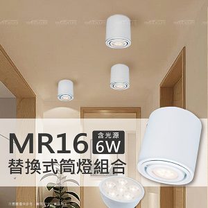 LED替換式MR16筒燈組合【黑/白色】