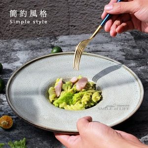 【微瑕】創意歐式陶瓷西餐湯盤/飛碟盤/草帽盤-灰色款