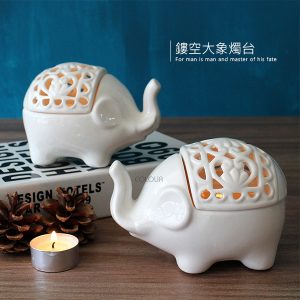 鏤空陶瓷大象造型燭台