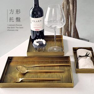 復古金色拉絲盤收納托盤