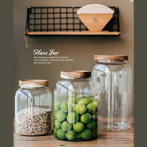 大容量相思木蓋玻璃密封罐