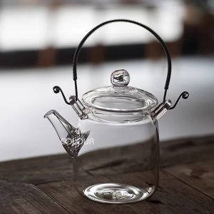 創意提樑玻璃花茶壺
