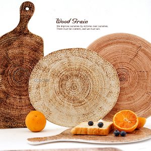 仿木紋陶瓷餐板【不規則托盤】