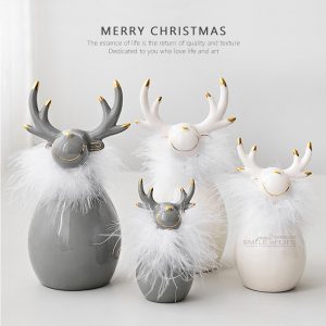 北歐陶瓷迷你麋鹿擺件