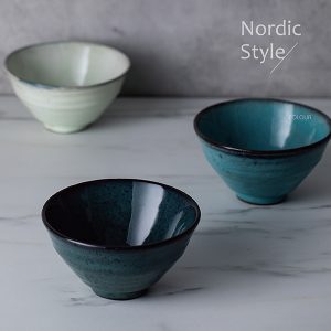 創意粗陶復古斗笠碗