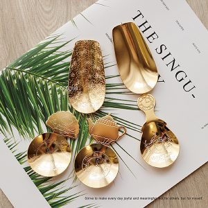 不銹鋼鍍金櫻花花雕茶匙