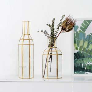 特賣！銅條玻璃花瓶插花花器