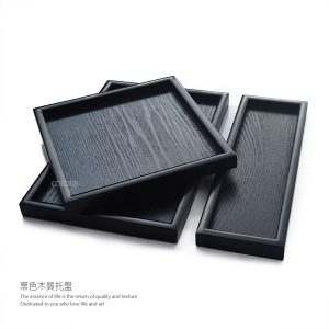 日式黑色正方形木質托盤