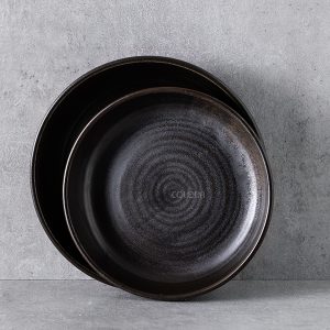 鹽之花黑色螺紋系列餐盤【淺盤20cm/28cm】