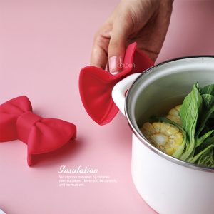 蝴蝶結造型隔熱防燙夾2入【粉/綠/紅色】