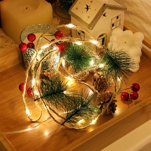 聖誕松針松果2米20燈