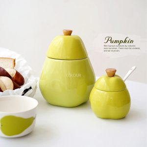 北歐陶瓷調料罐附湯匙【大梨】
