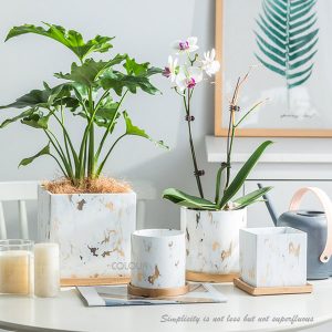 輕奢金色大理石花盆