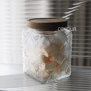 復古風刻花浮雕玻璃密封罐