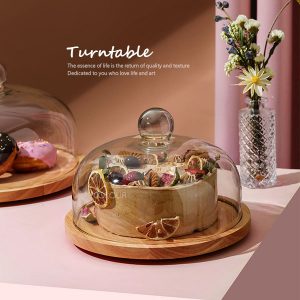 木托盤蛋糕轉台+玻璃蓋【小號/中號】