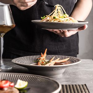 菊皿日式草帽盤8.5吋【淺灰色/深灰色】