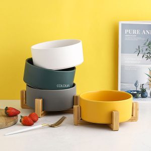 北歐沙拉陶瓷碗+木架【大理石】