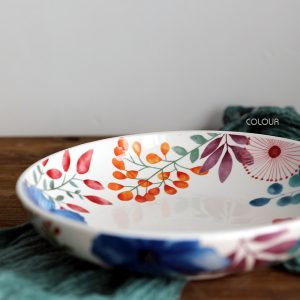 創意陶瓷彩繪花圓盤【9吋】