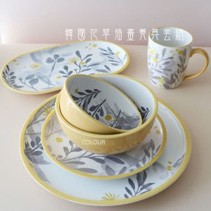 韓國水彩文藝花草插畫餐具