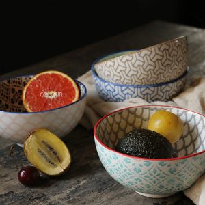 地中海風浮雕陶瓷碗
