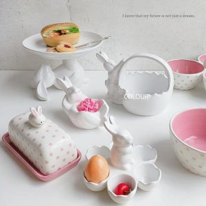 陶瓷兔子造型奶油盤/陶瓷碗