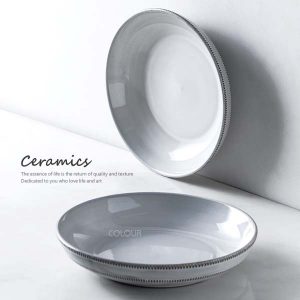 刻紋白色湯盆【22CM】