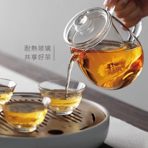 耐熱玻璃花果泡茶壺
