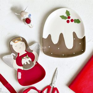 【微暇】耶誕風格手繪陶瓷盤