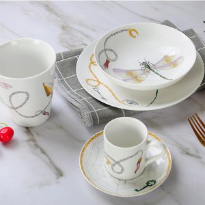 【5折出清】 歐式蜻蜓陶瓷杯碟