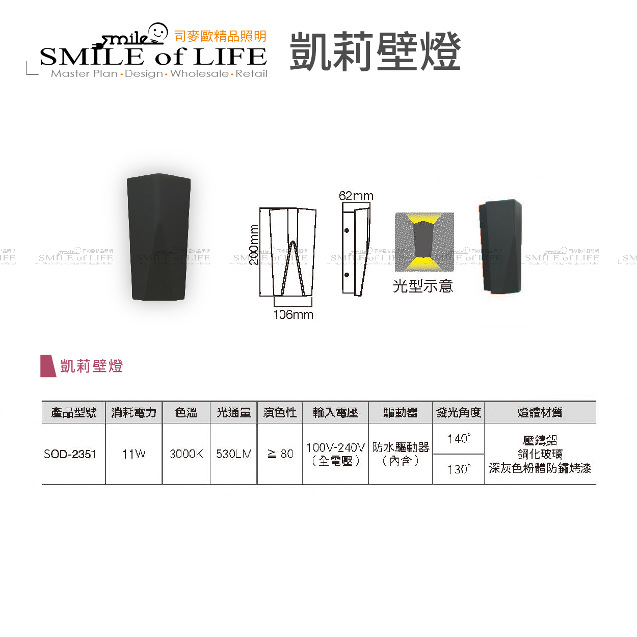 舞光 LED 11W 凱莉壁燈 SOD-2351:圖片 4