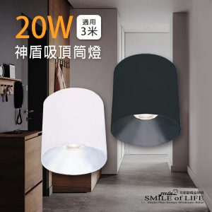 神盾LED 20W高演色吸頂筒燈【時尚白/貴族黑】