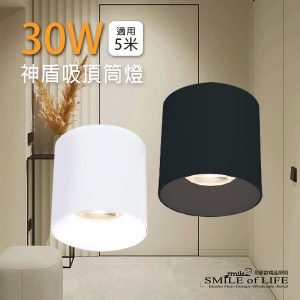神盾LED 30W 高演色吸頂筒燈【時尚白/貴族黑】