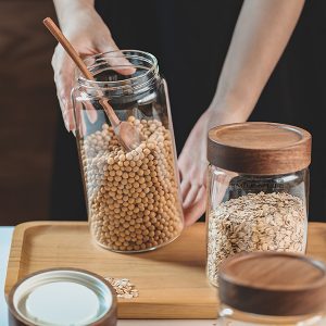 日系玻璃木蓋旋蓋密封罐