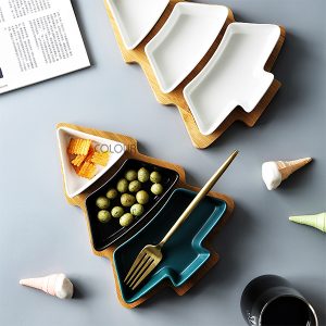 竹木陶瓷聖誕樹分格餐盤