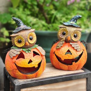 手工彩繪貓頭鷹南瓜提燈