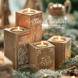 聖誕節木製燭台擺件