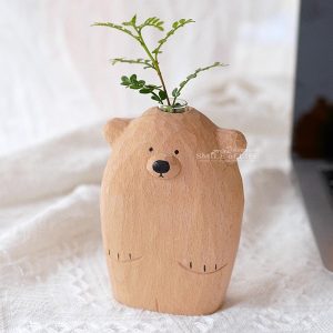 日系原木小熊花瓶