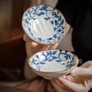 手繪藍勾藤3.5吋味碟2入