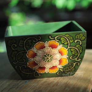 復古彩繪祖母綠木盒